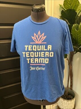 Vintage Jose Cuervo Blue Graphic Tee - Tequila Tequiero Te Amo